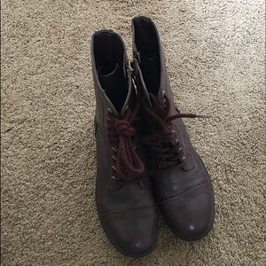 Burgundy/brown combat boots